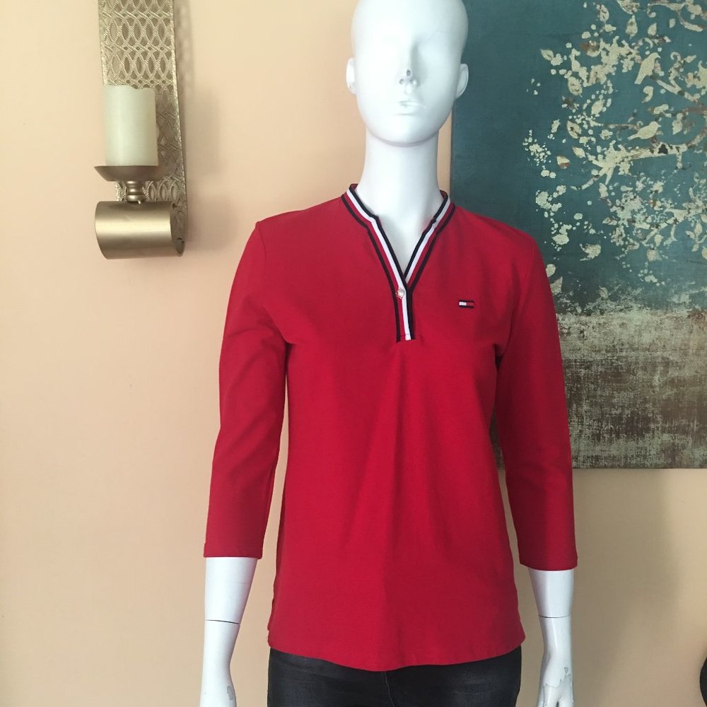 TOMMY HILFIGER Women's Red Top/tees3/4 Sleeve szXS
